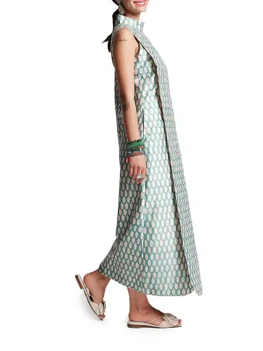 Frances Valentine Women's Carlyle Geometric-Print Maxi Dress - Air Blue Oyster - Size 10 | Thumbnail 3 Frances Valentine Women's Carlyle Geometric-Print Maxi Dress - Air Blue Oyster - Size 10 | Thumbnail 3