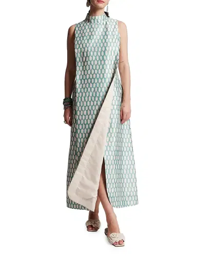Frances Valentine Women's Carlyle Geometric-Print Maxi Dress - Air Blue Oyster - Size 10 | Thumbnail 1 Frances Valentine Women's Carlyle Geometric-Print Maxi Dress - Air Blue Oyster - Size 10 | Thumbnail 1