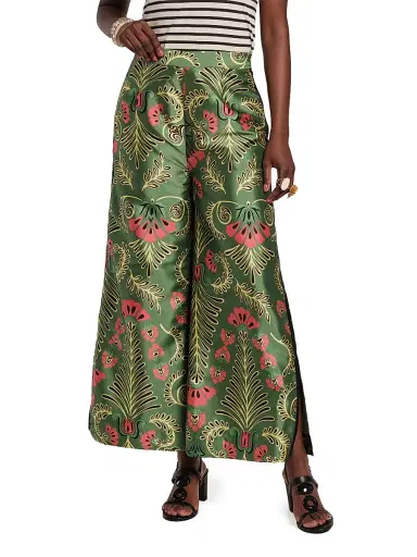 Frances Valentine Women's Canopy Palazzo Pants - Green Pink Multi - Size 12 | Thumbnail 1 Frances Valentine Women's Canopy Palazzo Pants - Green Pink Multi - Size 12 | Thumbnail 1