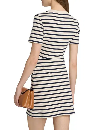 TANYA TAYLOR Women's Cody Striped Twist-Front Cotton-Blend Minidress - Cream Classic Navy Multi - Size XL | Thumbnail 5 TANYA TAYLOR Women's Cody Striped Twist-Front Cotton-Blend Minidress - Cream Classic Navy Multi - Size XL | Thumbnail 5