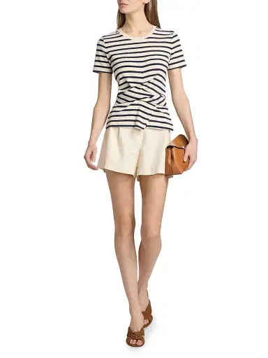 Tanya Taylor Women's Kelsey Striped Stretch-Cotton Top - Cream Classic Navy Multi | Thumbnail 2