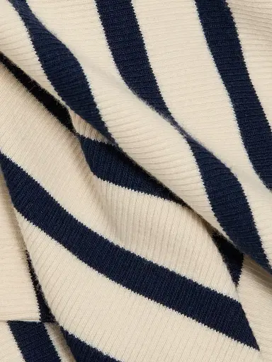 Tanya Taylor Women's Kelsey Striped Stretch-Cotton Top - Cream Classic Navy Multi | Thumbnail 7