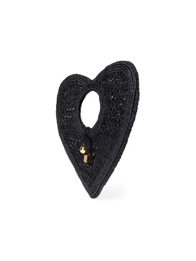 Jacquemus Women's Le Spiaggia Coeur Raffia Clutch - Black | Thumbnail 2