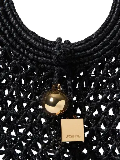 Jacquemus Women's Le Spiaggia Coeur Raffia Clutch - Black | Thumbnail 3