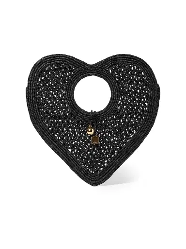 Jacquemus Women's Le Spiaggia Coeur Raffia Clutch - Black | Thumbnail 1