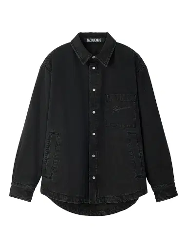Jacquemus Men's Denim Logo Cotton Shirt - Black - Size 46 | Thumbnail 1