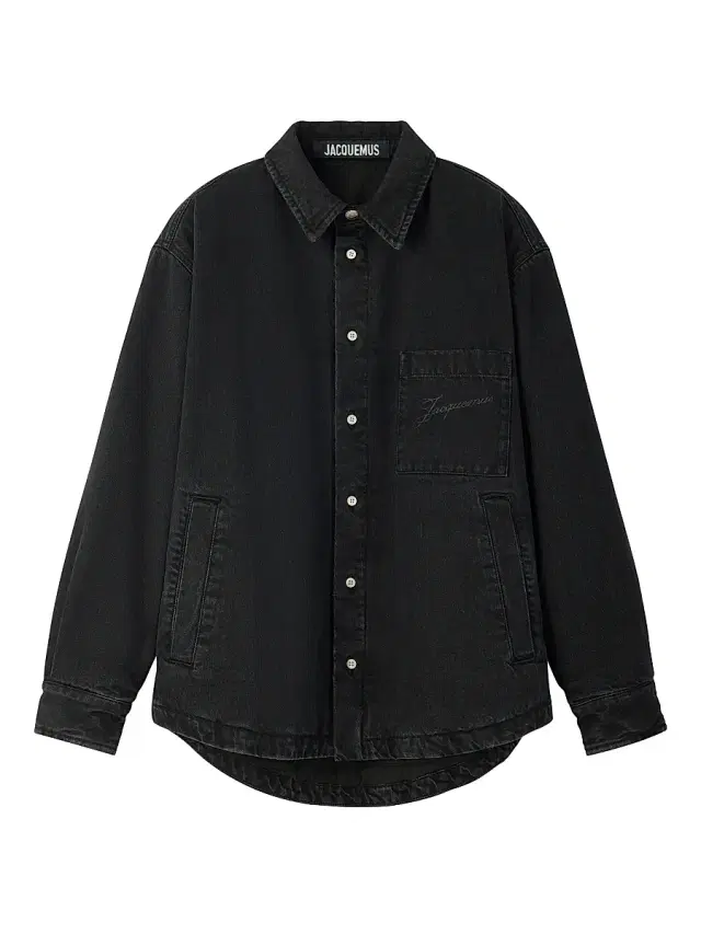 Jacquemus Men's Denim Logo Cotton Shirt - Black