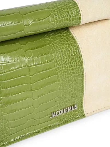 Jacquemus Women's La Pochette Rond Carre Colorblocked Leather Clutch - Green Dusty | Thumbnail 5
