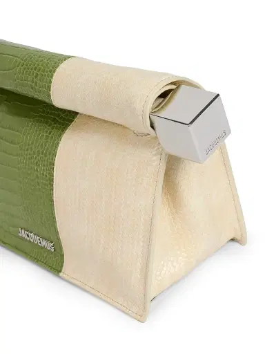 Jacquemus Women's La Pochette Rond Carre Colorblocked Leather Clutch - Green Dusty | Thumbnail 6