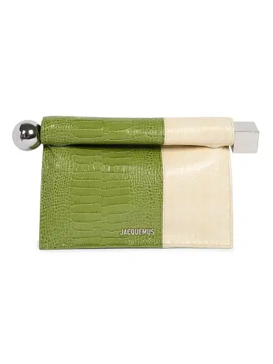 Jacquemus Women's La Pochette Rond Carre Colorblocked Leather Clutch - Green Dusty | Thumbnail 1
