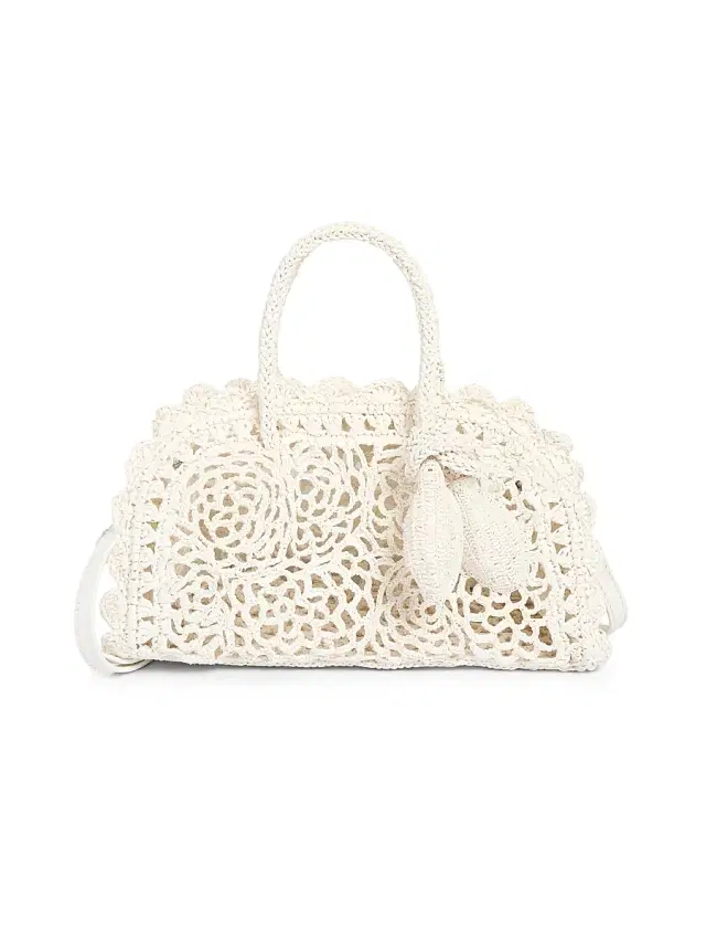 Women's Le Petit Turismo Floral Crochet Top Handle Bag - White