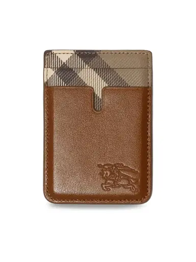 Burberry Men's MagSafe Pop Check Leather Phone Card Case - Finch Brown Hazel | Thumbnail 1