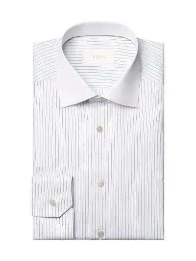 Eton Men's Elevated Striped Cotton Contemporary-Fit Shirt - Blue - Size 18 | Thumbnail 1 Eton Men's Elevated Striped Cotton Contemporary-Fit Shirt - Blue - Size 18 | Thumbnail 1