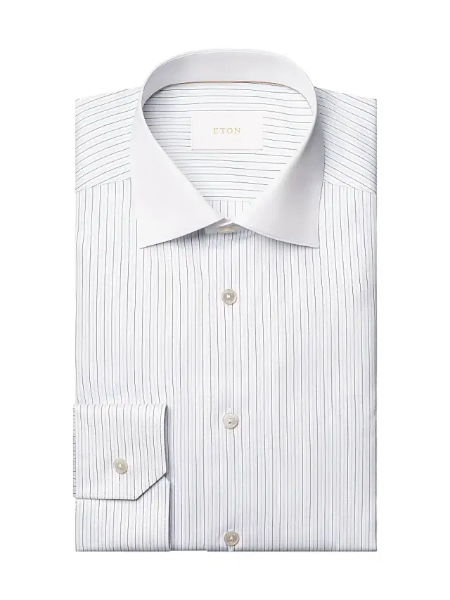 Men's Elevated Striped Cotton Contemporary-Fit Shirt - Blue