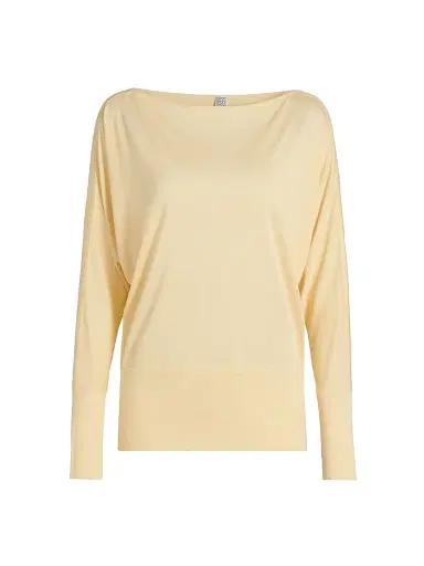 TOTEME Women's Boatneck Jersey Top - Champagne - Size XL | Thumbnail 1 TOTEME Women's Boatneck Jersey Top - Champagne - Size XL | Thumbnail 1
