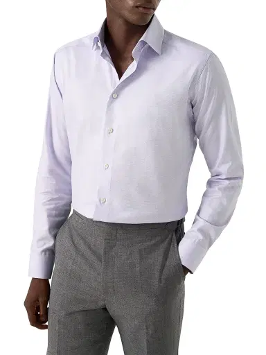 Eton Men's Contemporary-Fit Textured Twill Shirt - Purple - Size 18 | Thumbnail 3 Eton Men's Contemporary-Fit Textured Twill Shirt - Purple - Size 18 | Thumbnail 3