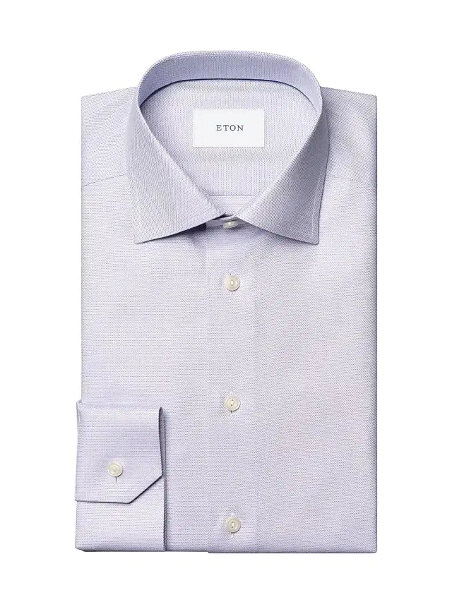 Eton Men's Contemporary-Fit Textured Twill Shirt - Purple