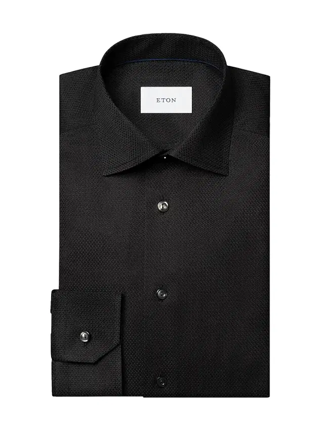 Men's Contemporary-Fit Cotton-Silk Shirt - Black