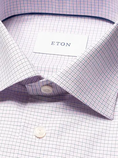 Eton Men's Micro-Check Slim-Fit Cotton Twill Shirt - Pink - Size 17.5 | Thumbnail 3