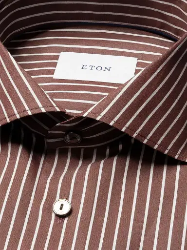 Eton Men's Contemporary-Fit Striped Cotton-Silk Shirt | Thumbnail 3 Eton Men's Contemporary-Fit Striped Cotton-Silk Shirt | Thumbnail 3