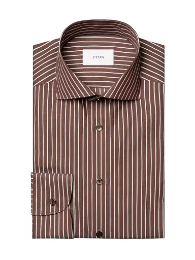 Eton Men's Contemporary-Fit Striped Cotton-Silk Shirt | Thumbnail 1 Eton Men's Contemporary-Fit Striped Cotton-Silk Shirt | Thumbnail 1