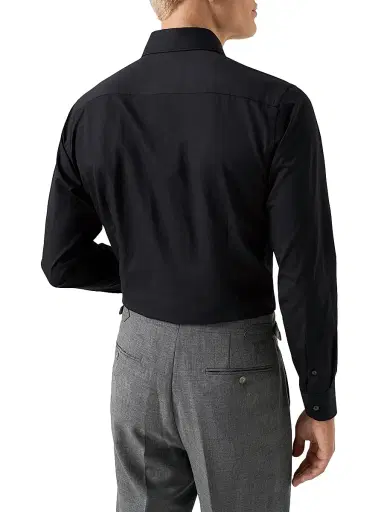 Eton Men's Contemporary-Fit Solid Cotton-Silk Shirt - Black - Size 18.5 | Thumbnail 4