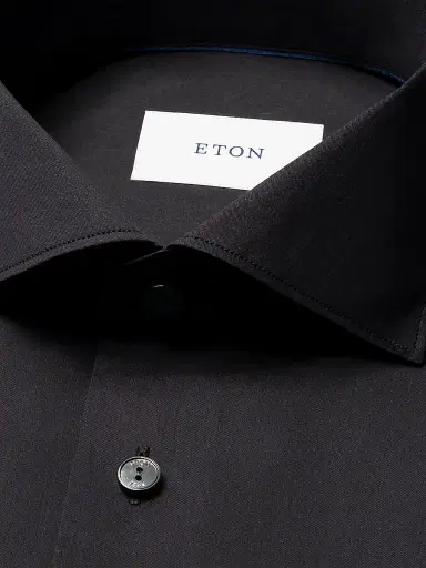 Eton Men's Contemporary-Fit Solid Cotton-Silk Shirt - Black - Size 18.5 | Thumbnail 7