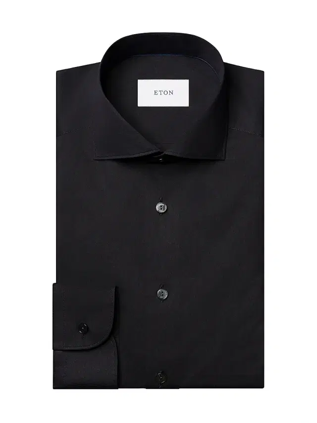 Men's Contemporary-Fit Solid Cotton-Silk Shirt - Black