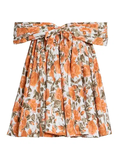 Chloé Women's Floral Cotton Off-The-Shoulder Minidress - White Orange | Thumbnail 1 Chloé Women's Floral Cotton Off-The-Shoulder Minidress - White Orange | Thumbnail 1