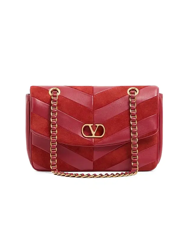 Valentino Garavani Women's Djuna Shoulder Bag in Suede and Nappa - Red