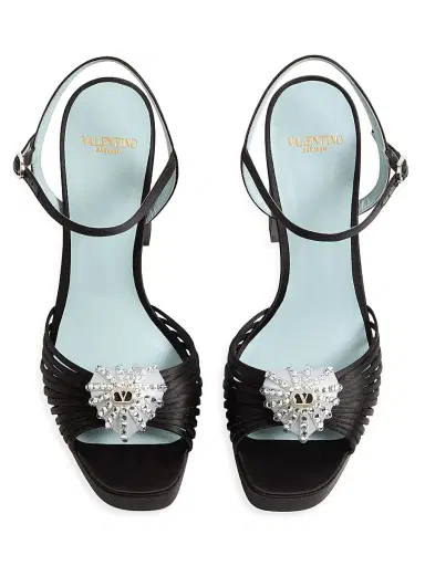 Valentino Garavani Women's Coeur Royal 115MM Platform Sandals in Satin | Thumbnail 4 Valentino Garavani Women's Coeur Royal 115MM Platform Sandals in Satin | Thumbnail 4