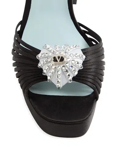 Valentino Garavani Women's Coeur Royal 115MM Platform Sandals in Satin | Thumbnail 5 Valentino Garavani Women's Coeur Royal 115MM Platform Sandals in Satin | Thumbnail 5