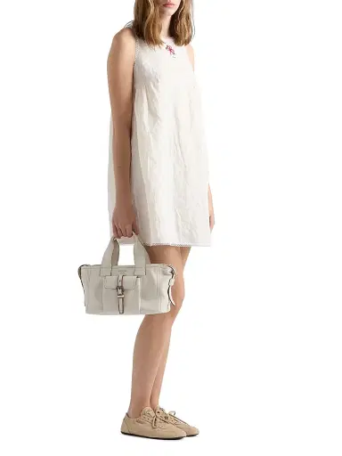 Prada Women's Route Medium Leather Tote Bag - Beige Khaki | Thumbnail 2