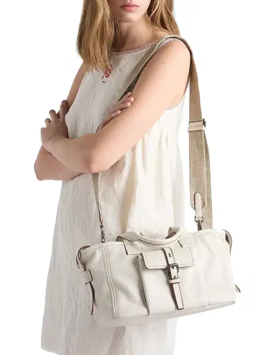 Prada Women's Route Medium Leather Tote Bag - Beige Khaki | Thumbnail 3