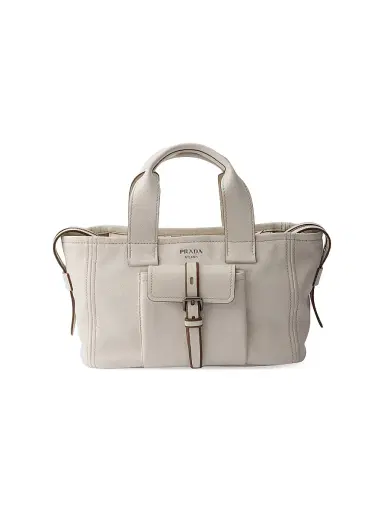 Prada Women's Route Medium Leather Tote Bag - Beige Khaki | Thumbnail 1