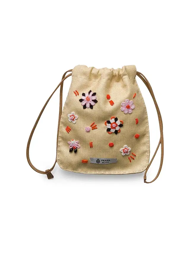 Women's Embroidered Canvas Smartphone Case - Beige