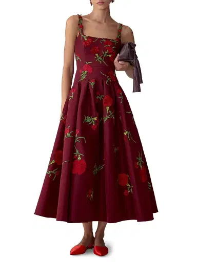 Carolina Herrera Women's Carnation-Embroidered Cocktail Dress | Thumbnail 2 Carolina Herrera Women's Carnation-Embroidered Cocktail Dress | Thumbnail 2