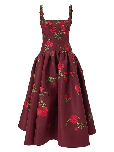 Carolina Herrera Women's Carnation-Embroidered Cocktail Dress | Thumbnail 1 Carolina Herrera Women's Carnation-Embroidered Cocktail Dress | Thumbnail 1