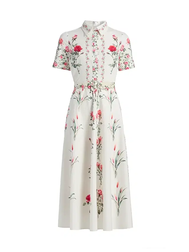 Teri Jon by Rickie Freeman Women's Floral Shirtwaist Belted Cocktail Midi-Dress - White Mult