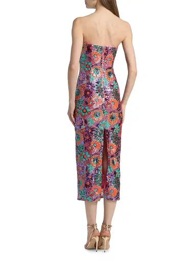 Ramy Brook Women's Bonnie Floral Sequined Strapless Midi-Dress - Coral Sequin Combo | Thumbnail 5 Ramy Brook Women's Bonnie Floral Sequined Strapless Midi-Dress - Coral Sequin Combo | Thumbnail 5