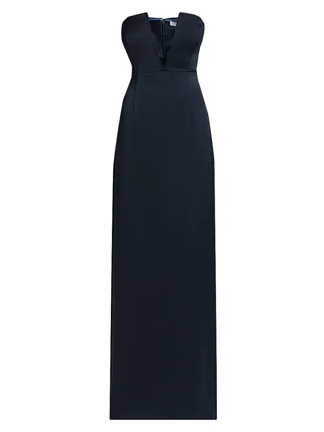 Ramy Brook Women's Raquel Strapless V-Neck Column Gown - Navy