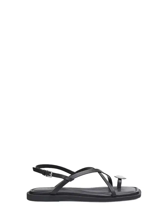 rag & bone Women's Remi Leather Toe Ring Flat Sandals - Black