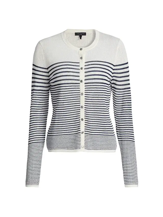rag & bone Women's Daisy Striped Cardigan - White