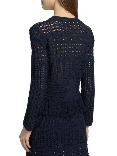 Milly Women's Beaded Fringe Cardigan Jacket - Navy | Thumbnail 5 Milly Women's Beaded Fringe Cardigan Jacket - Navy | Thumbnail 5