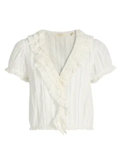 DÔEN Women's Bernadette Lace Ruffle Top - Salt - Size XS | Thumbnail 1 DÔEN Women's Bernadette Lace Ruffle Top - Salt - Size XS | Thumbnail 1