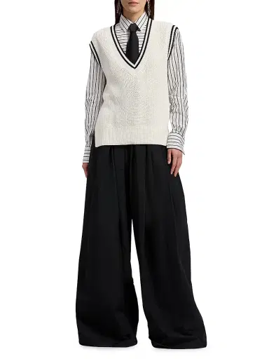 Ralph Lauren Collection Women's Tamara Striped Cotton Shirt - Black White - Size 8 | Thumbnail 2