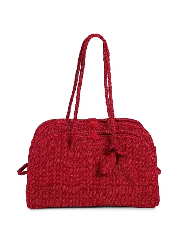 Women's Le Turismo Raffia & Leather Bowler - Red