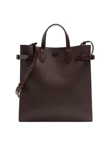 Valentino Garavani Men's Antibes Medium Shopping Bag in Grained Leather - Dark Brown | Thumbnail 1 Valentino Garavani Men's Antibes Medium Shopping Bag in Grained Leather - Dark Brown | Thumbnail 1