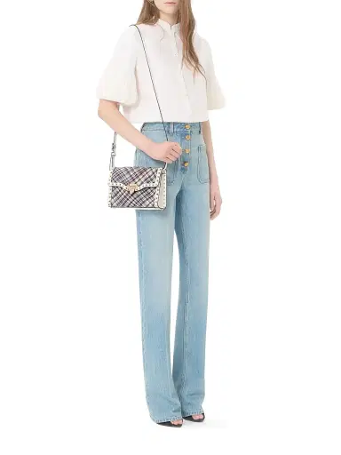 Valentino Garavani Women's Rockstud Small Crossbody Bag in Woven Fabric | Thumbnail 2 Valentino Garavani Women's Rockstud Small Crossbody Bag in Woven Fabric | Thumbnail 2