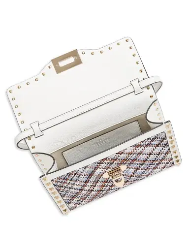Valentino Garavani Women's Rockstud Small Crossbody Bag in Woven Fabric | Thumbnail 6 Valentino Garavani Women's Rockstud Small Crossbody Bag in Woven Fabric | Thumbnail 6